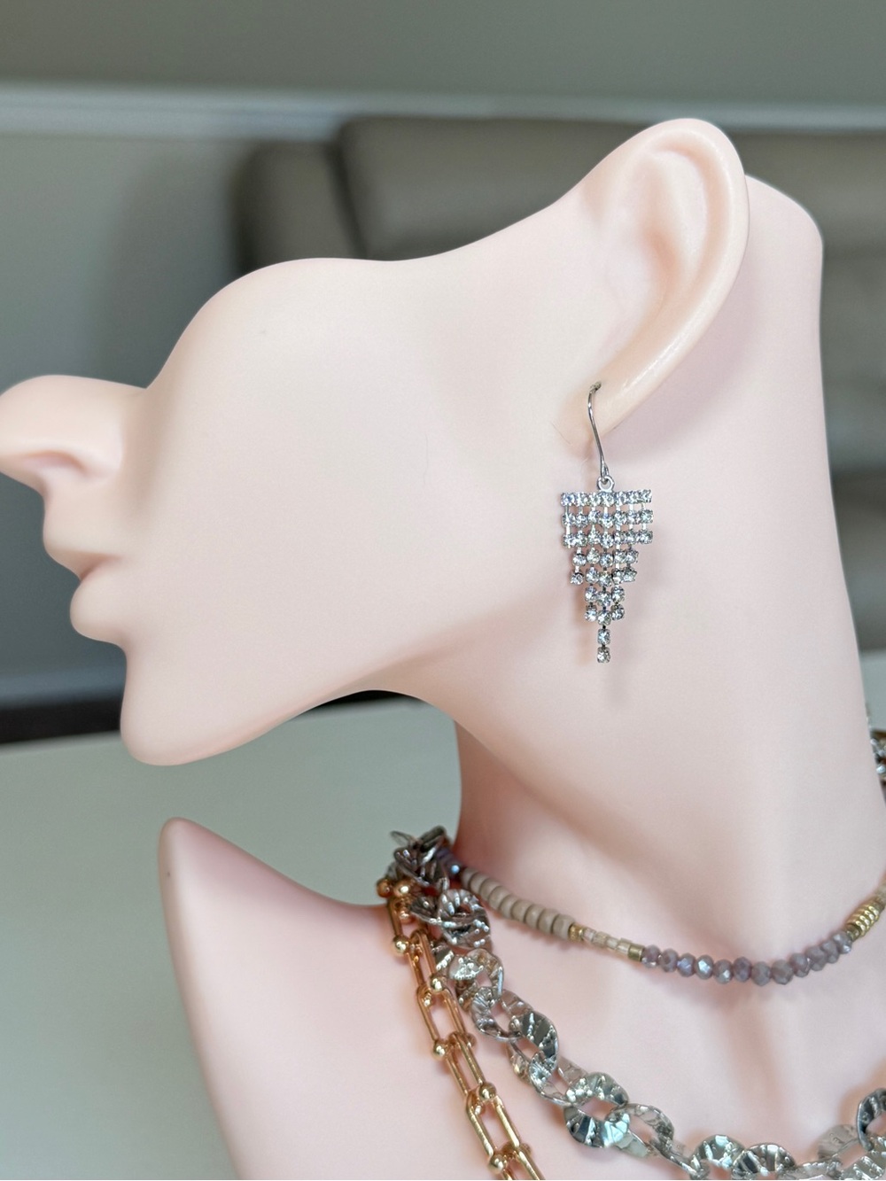 Silver Crystal Drop Earrings